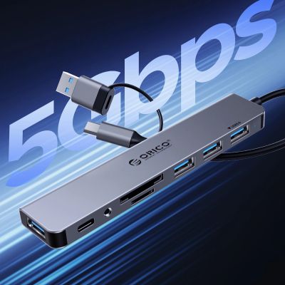8. Orico YSB4-U2 USB-A/USB-C Hub Dockingstation 2x USB-A 2.0 + 1x USB-A 3.0 + 1x USB-C 2.0 + 1x USB-C - Grau