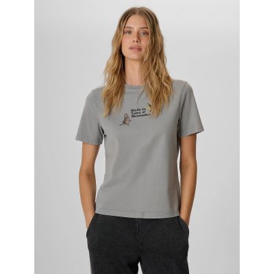 Locker geschnittenes Damen-T-Shirt mit Aufdruck 4F 4FKAW26TTSHF4502-26S