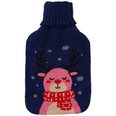7. Wärmflasche aus Gummi im Alpina-Etui, 1,7 l, Marineblau