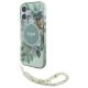 Guess IML Flowers With Pearl Strap MagSafe-Hülle für iPhone 16 Plus – Grün