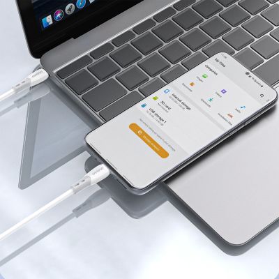 9. Dudao L25SC 60W USB-C – USB-C-Kabel mit weichem Silikongeflecht, 1 m – Weiß