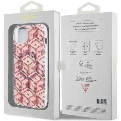 8. Guess IML GCube MagSafe Hülle für iPhone 15 Plus / 14 Plus – Rosa