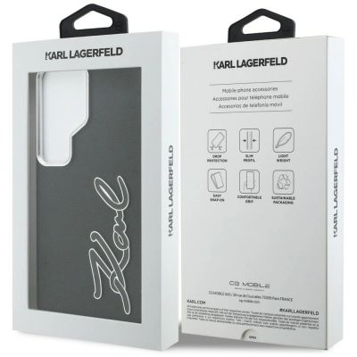 8. Karl Lagerfeld Schutzhülle mit genarbtem Logo aus Metallharz für Samsung Galaxy S26 Ultra – Schwarz
