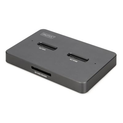 USB-C 3.2 Gen2 Dockingstation für M.2 Duo NVMe- und SATA-SSDs (max. 2 x 4 TB) mit SD-Express 7.1-Kartenleser (max. 2 TB), Schwarz