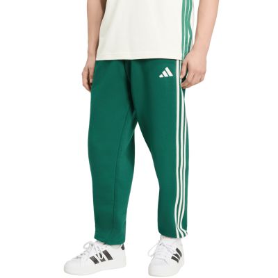 adidas Essentials 3-Streifen Fleecehose für Herren, schmal zulaufende Bündchen, Grün, KY4129