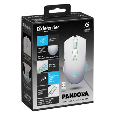 6. Defender Kabellose Maus Pandora GM-502 RF 3200DPI 7P Weiß 52502