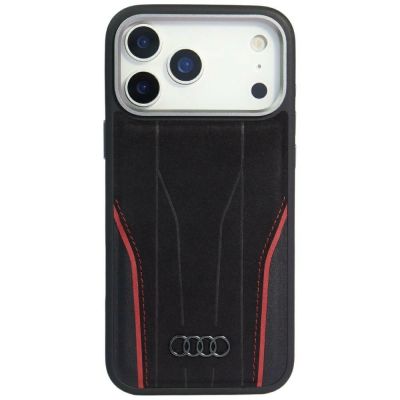 Audi R8 Echtleder MagSafe Hülle für iPhone 17 Pro Max - Schwarz und Rot
