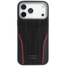 Audi R8 Echtleder MagSafe Hülle für iPhone 17 Pro Max - Schwarz und Rot