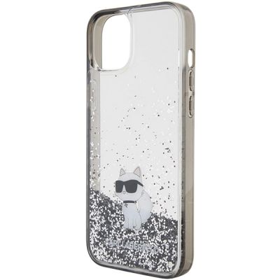 6. Karl Lagerfeld Liquid Glitter Choupette Hülle für iPhone 15 Plus – transparent