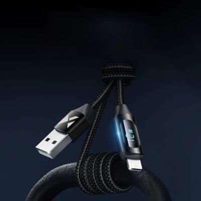 3. USB-A-Kabel – Lightning Wozinsky WUALC2 mit LED-Anzeige 2,4 A 2 m – Schwarz