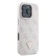 4. Guess Leder 4G Triangle Strass MagSafe Hülle für iPhone 16 Pro Max – Rosa