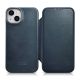 iCarer CE Oil Wax Premium Leather Folio Case iPhone 14 Plus magnetische Klapphülle MagSafe blau (AKI14220707-BU)