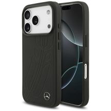 Mercedes Lederhülle „Großes Lorbeerblatt“ mit MagSafe-Funktion für iPhone 17 Pro – Schwarz