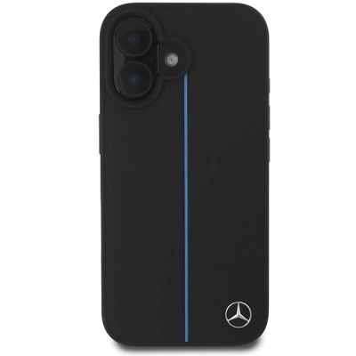3. Mercedes MB Blue Line MagSafe-Lederhülle für iPhone 16 – Schwarz