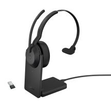 Jabra 25599-899-989 Kopfhörer/Headset, kabelgebunden und kabellos, mit Kopfbügel, Bluetooth-Ladestation für Büro/Callcenter, Schwarz