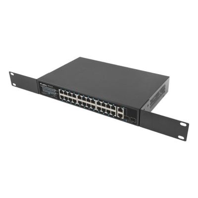4. LANBERG RSFE-24P-2C-250 Switch, 24x 100MB PoE+/2x Combo Rack, 19" Gigabit Ethernet, 250W