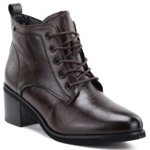 Damen-Ankle-Boots aus Leder mit Schnürung, Schokoladenbraun, Vinceza EN27-133107