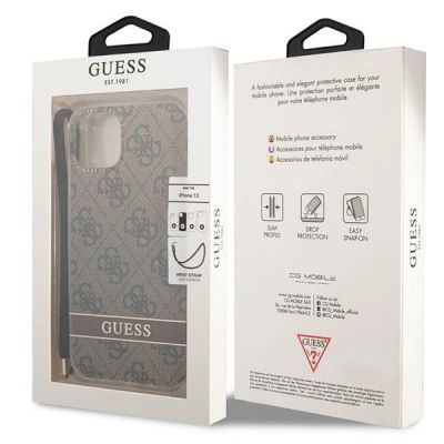8. Guess GUOHCP14MH4STW iPhone 14 Plus 6,7 "braun / braunes Hardcase 4G Print Strap