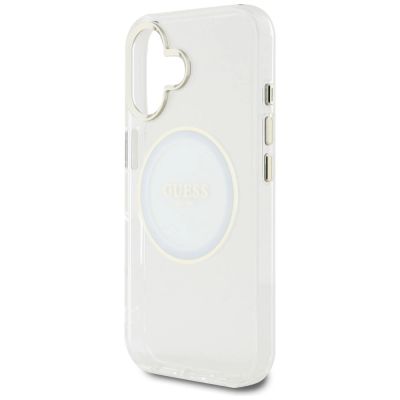 6. Guess IML Metal Colored Circle Classic Logo MagSafe Hülle für iPhone 16 - Weiß