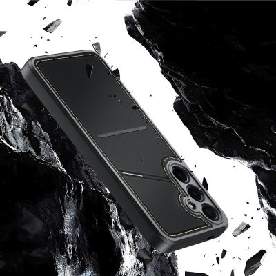 8. Dux Ducis Rafi II Hülle für Samsung Galaxy S25+ mit Ständer und Geldbörse – Schwarz