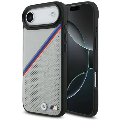 BMW M Tricolor Metal Logo MagSafe Case für iPhone 17 Air – Grau