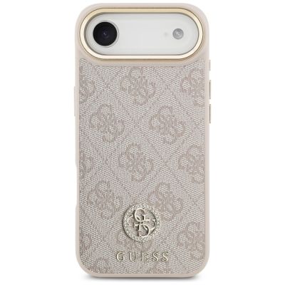 3. Guess 4G Strass Logo & Big Strap Metal Buttons MagSafe Case für iPhone Air - Pink