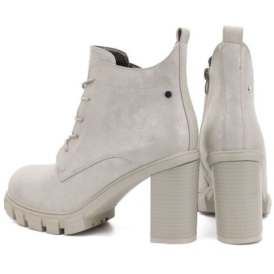 5. Cremefarbene Damen-Ankle-Boots mit Blockabsatz, Modell M.Daszyński SA218-8