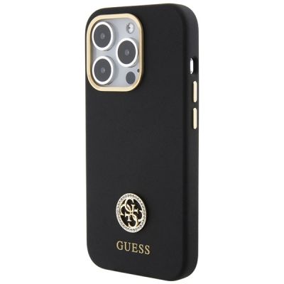2. Guess Silicone Logo Strass 4G Case für iPhone 15 Pro Max - Schwarz