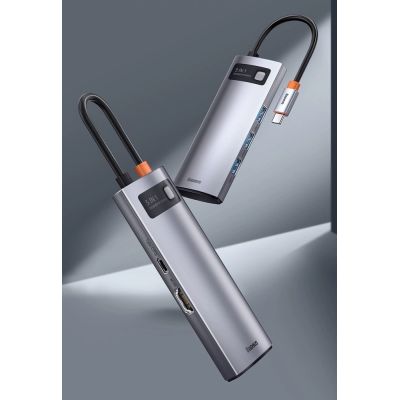12. Baseus Metal Gleam Series 5-in-1 Multifunktions-HUB USB Typ C - USB Typ C Stromversorgung 100 W / HDMI 4K 30 Hz / 3x USB 3.2 Gen 1 (CAHUB-CX0G)