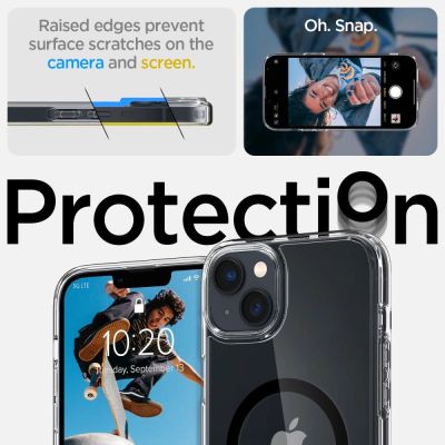 8. Spigen Ultra Hybrid Mag Case mit MagSafe für iPhone 14 Plus – Transparent und Schwarz