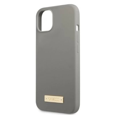6. Guess GUHMP13MSPLG iPhone 13 6.1" Grau/Grau Hartschale Silikon Logo Plate MagSafe