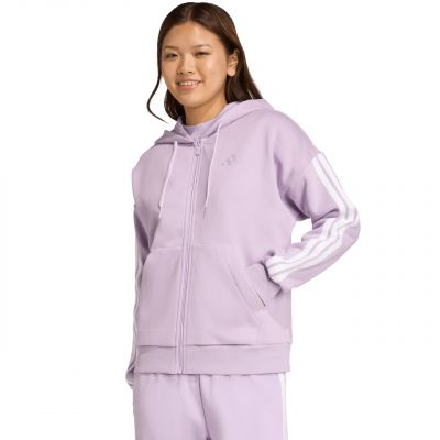 Damen adidas Essentials 3-Streifen Fleece-Hoodie mit durchgehendem Reißverschluss Lila JY3080