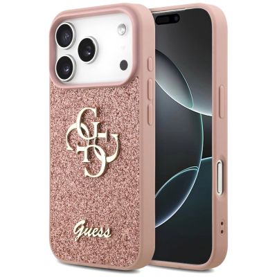 Guess Fixed Glitter Big 4G Case für iPhone 17 Pro - Rosa