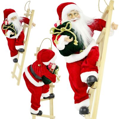 Dekorativer Weihnachtsmann auf einer Leiter, 65 cm