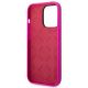 7. Guess Silikonhülle mit Vintage-Goldlogo für iPhone 14 Pro – Fuchsia