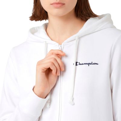 4. Champion Damen-Kapuzenpullover mit durchgehendem Reißverschluss, Weiß, 118406 WW001