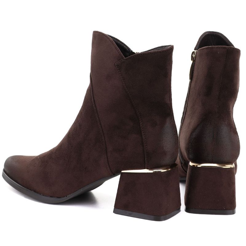 5. Potocki Stiefeletten aus Wildleder mit hohem Absatz für Damen in Schokoladenbraun, Größe S12875