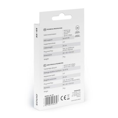 5. SAVIO Adapter USB-C 3.1 Gen 1 (M) - SATA (F) für 2,5"-Laufwerke AK-69