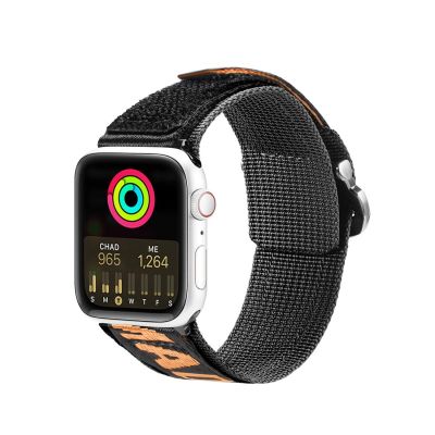Dux Ducis Strap (Outdoor-Version) Apple Watch Ultra Strap, SE, 9, 8, 7, 6, 5, 4, 3, 2, 1 (49, 45, 44, 42 mm) Nylonband-Armband Schwarz und Orange