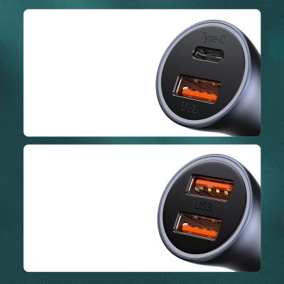 14. Baseus Golden Contactor Pro schnelles Autoladegerät USB Typ C / USB 40 W Power Delivery 3.0 Quick Charge 4+ SCP FCP AFC + USB Typ C Kabel - Lightning (TZCCJD-B0G)