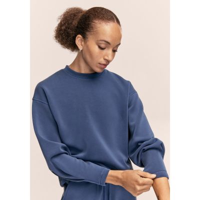 3. CASALL Damen-Sweatshirt mit Rundhalsausschnitt in Pfirsichfarbe, Marineblau