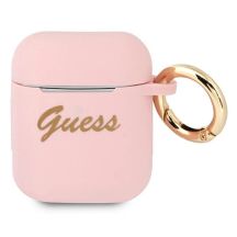 Guess, GUA2SSSI AirPods Cover rosa/rosa Silikon Vintage Script