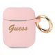Guess, GUA2SSSI AirPods Cover rosa/rosa Silikon Vintage Script