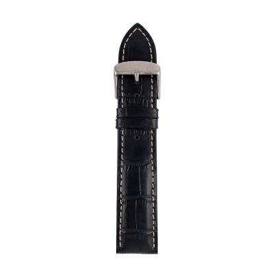 Schwarzes Zeppelin-Lederarmband, 22 mm