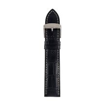 Schwarzes Zeppelin-Lederarmband, 22 mm