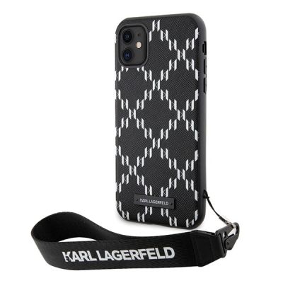 2. Karl Lagerfeld KLHCN61SAKLMBSK iPhone 11 / Xr 6,1" schwarz/schwarzes Hardcase Monogram Losange Saffiano