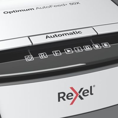 5. Rexel Optimum AutoFeed+ 50X Aktenvernichter (P-4), 50 Blatt, 20-Liter-Auffangbehälter