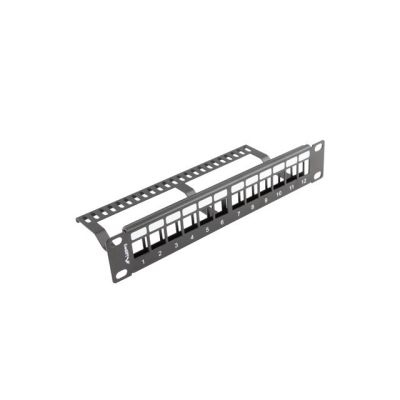4. LANBERG Patchpanel, leer, 12 Ports, 1 HE, 10 Zoll, mit Organizer für Keystone-Module, schwarz, PPKS-9112-B
