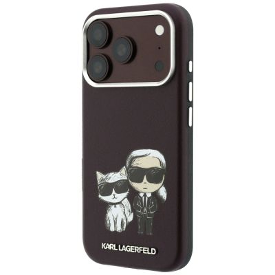2. Karl Lagerfeld Smooth Karl & Choupette Bodies Sketch MagSafe Hülle für iPhone 18 Pro / 17 Pro - bordeauxrot