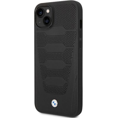 7. Hülle BMW BMHCP14S22RPSK iPhone 14 6.1" schwarz/schwarz Ledersitze Muster